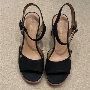 Tommy Hilfiger Black Wedge Sandals